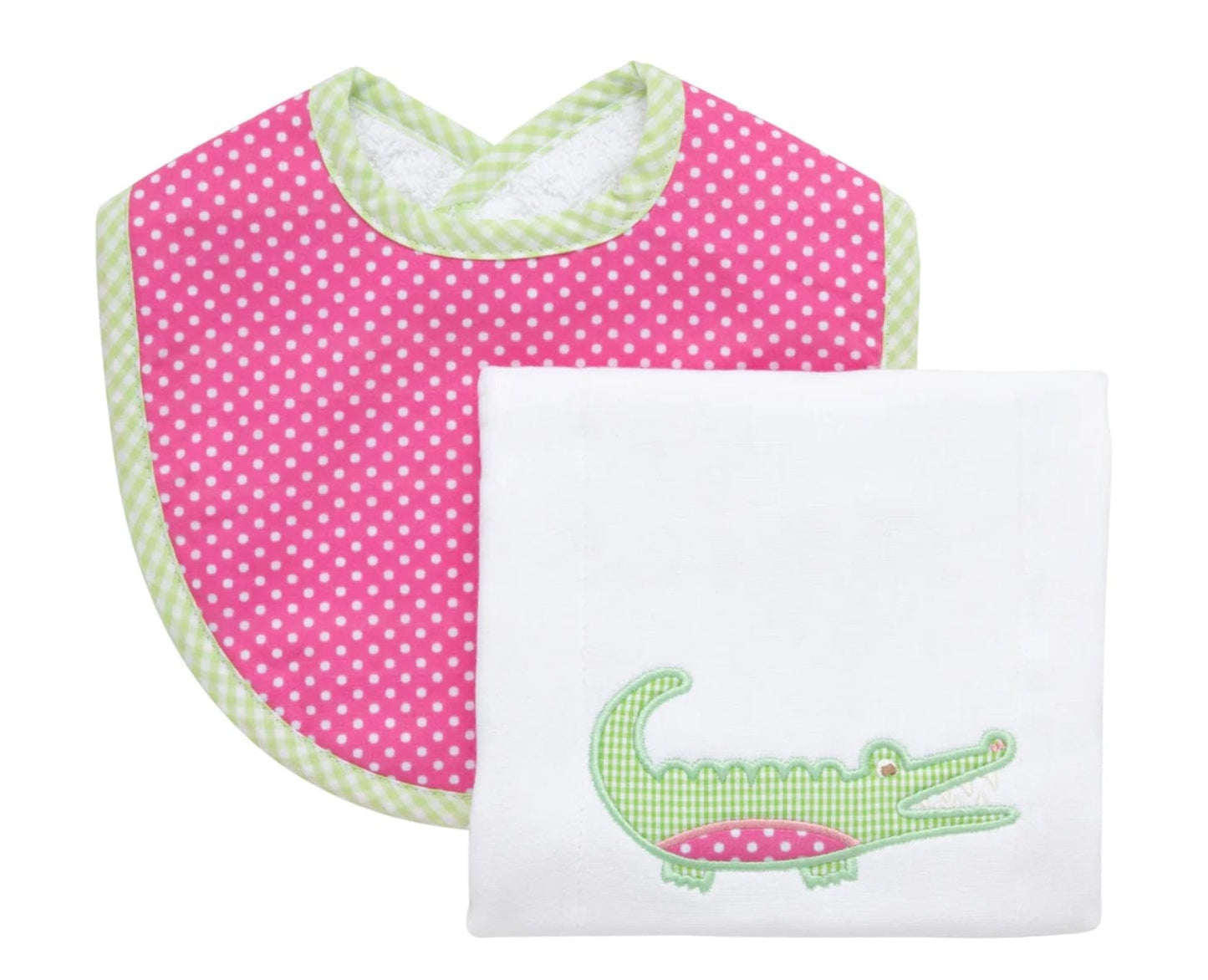3 Marthas Alligator Basic Bib & Burp Boxed Set, Pink
