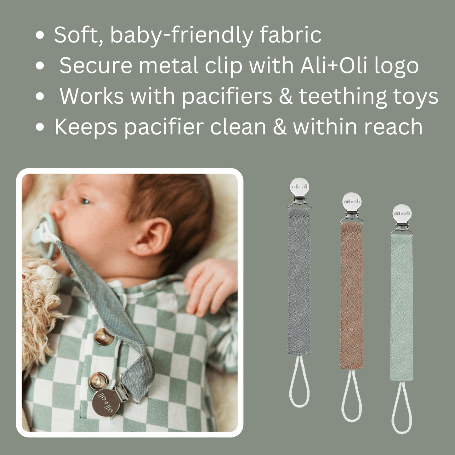 Ali+Oli Pacifier Clips (set of 3)