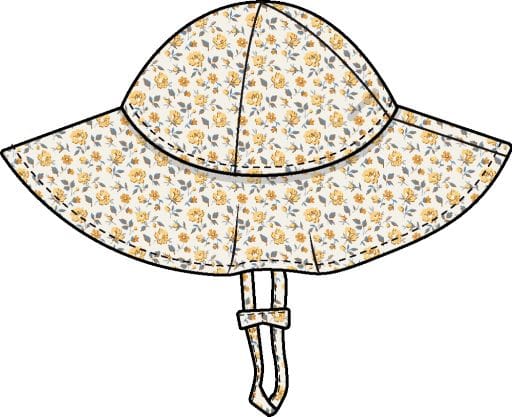 ANGEL DEAR Angel Dear Girls Accessories-headwear Yellow Country Roses - Wide Brim Sun Hat