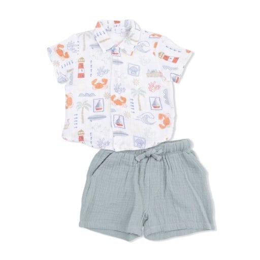 ANGEL DEAR Angel Dear Boys Boys-sets Club Mediterranean - Polo Button Up With Casual Short