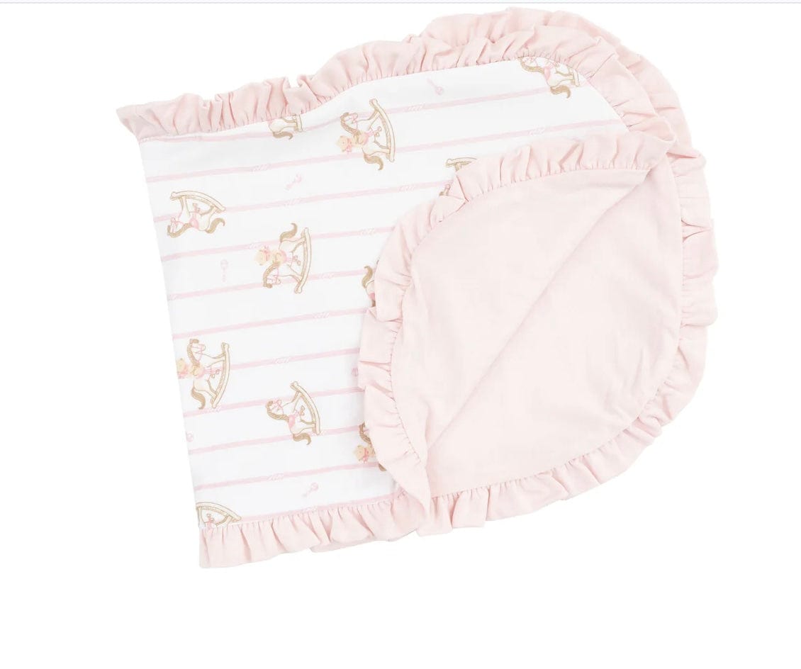 Angel Dear Vintage rocking Horse Pink burp cloth