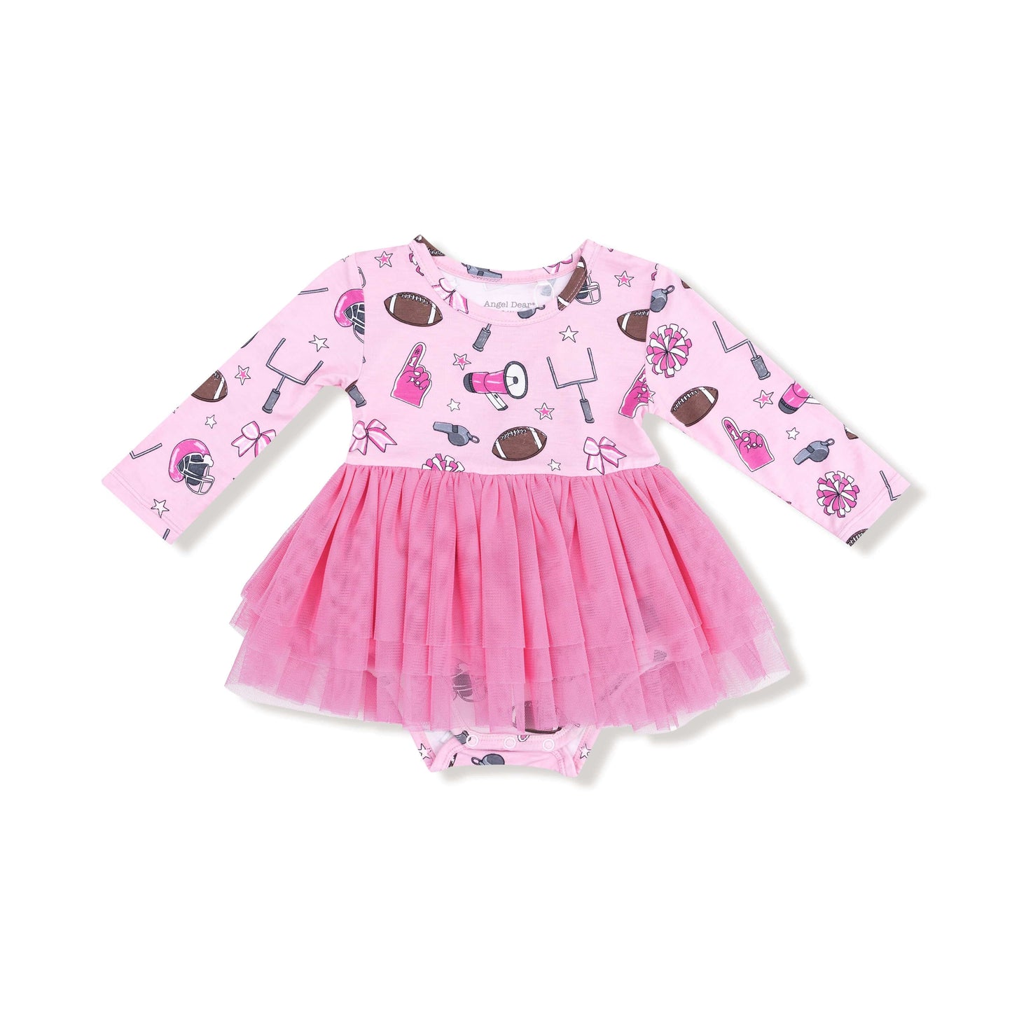 Angel Dear Angel Dear L/S Tutu Bodysuit in Game Day- Pink