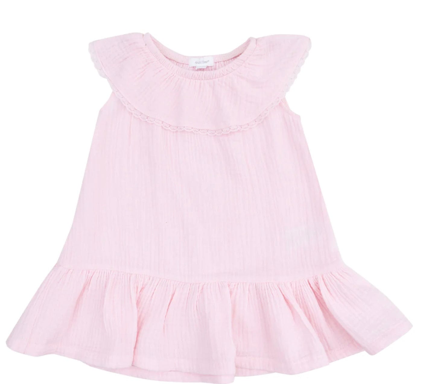 Angel Dear Circle Neck Ruffle Dress - Solid Muslin Ballerina