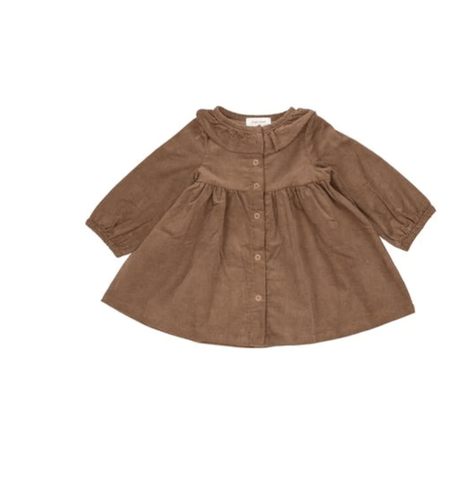 Angel Dear Mocha Ruffle Neck Dress