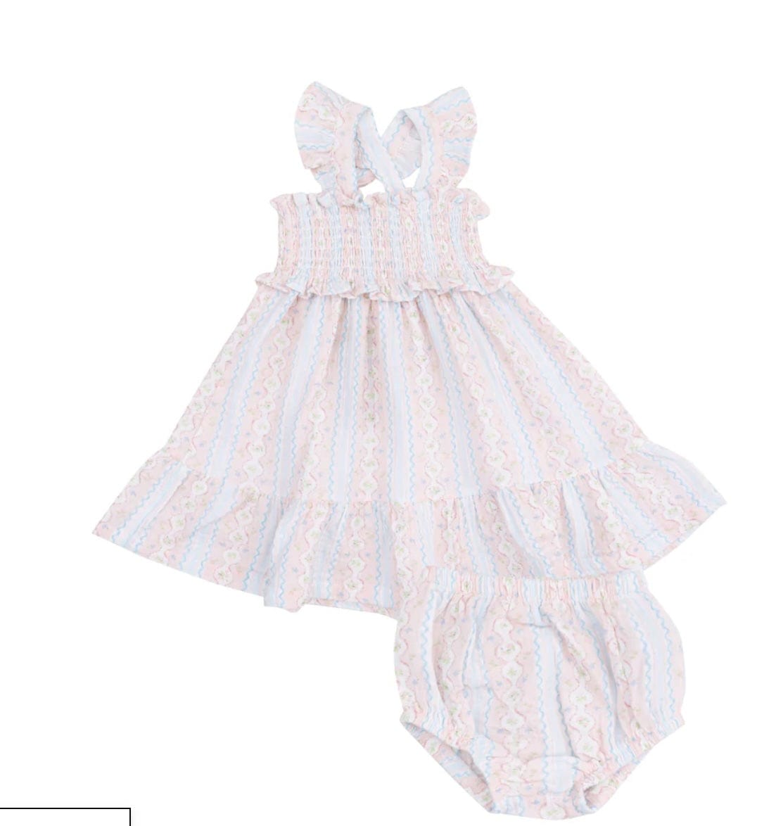 Angel Dear Ogee Floral Smocked Ruffle Sundress