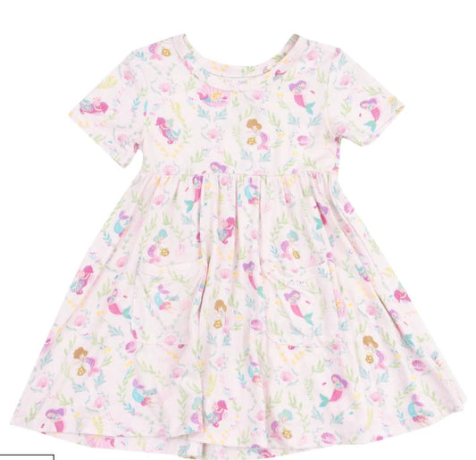 Angel Dear Short Sleeve Twirly Dress - Mermaids