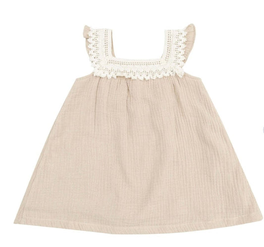 Angel Dear Solid Muslin Oxford Tan Sundress