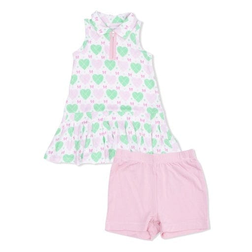 ANGEL DEAR Angel Dear Girls Girls-sets Heart Argyle - Polo Tennis Dress With Cartwheel Short