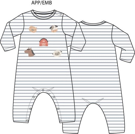 ANGEL DEAR Angel Dear Boys Infant Boys-bubbles/rompers/sets Cows Blue - Long Sleeve Snap Shoulder Romper