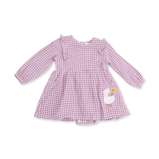 ANGEL DEAR Angel Dear Girls Infant Girls-bubbles/dress/rompers/sets Berry Gingham - Long Sleeve Ruffle Bubble With Skirt