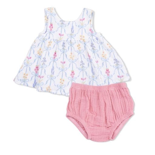 ANGEL DEAR Angel Dear Girls Infant Girls-sets Ribbon Bouquets - Infant Dress With Bow And Bloomer