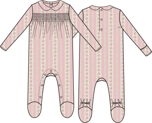 ANGEL DEAR Angel Dear Boys Infant Unisex-footies/converters Antoinette Stripe - Smocked Peter Pan Snap Footie