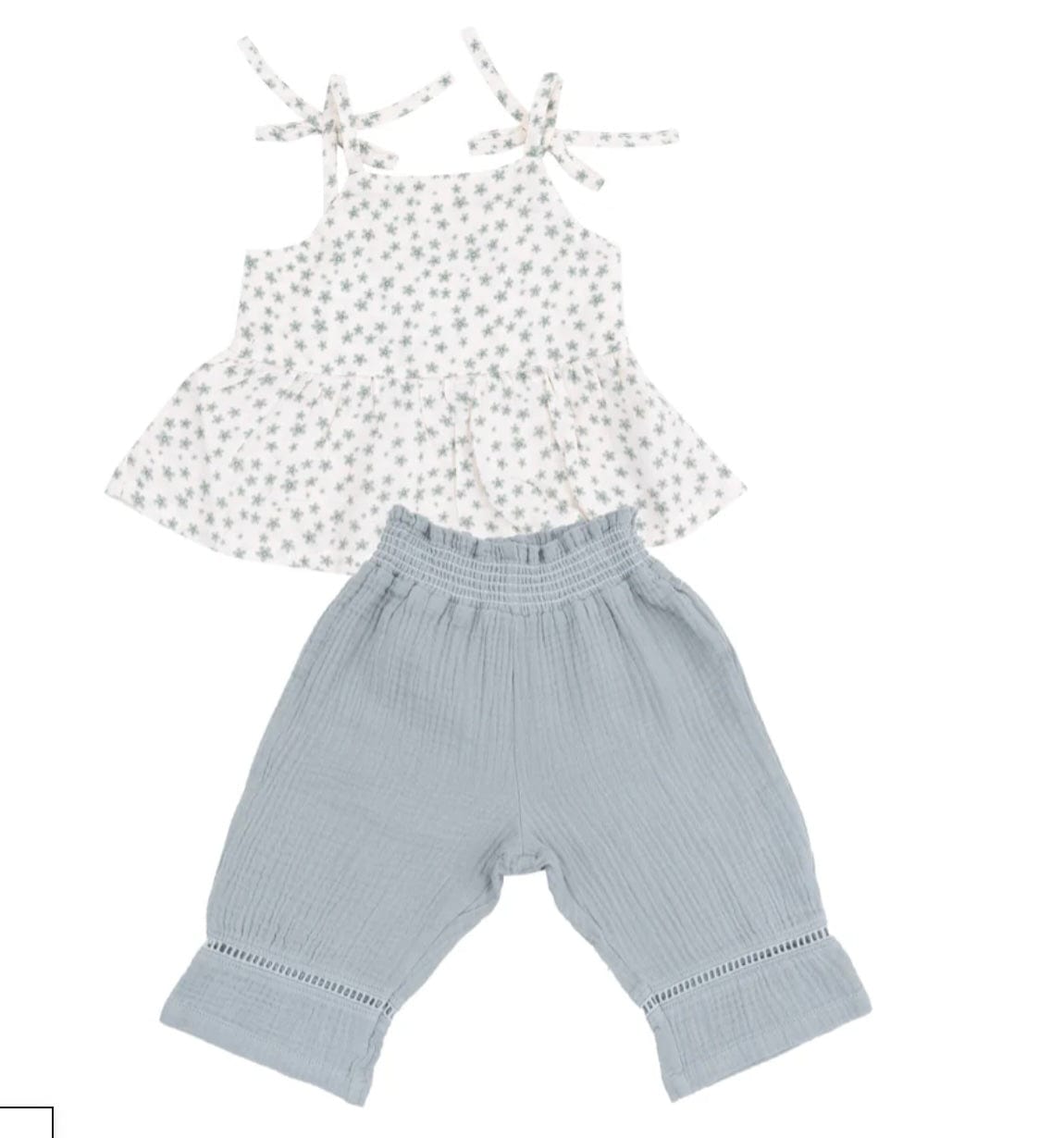 Angel Dear Peplum Tank & Smocked Waist Pants Jadeite Simple Floral