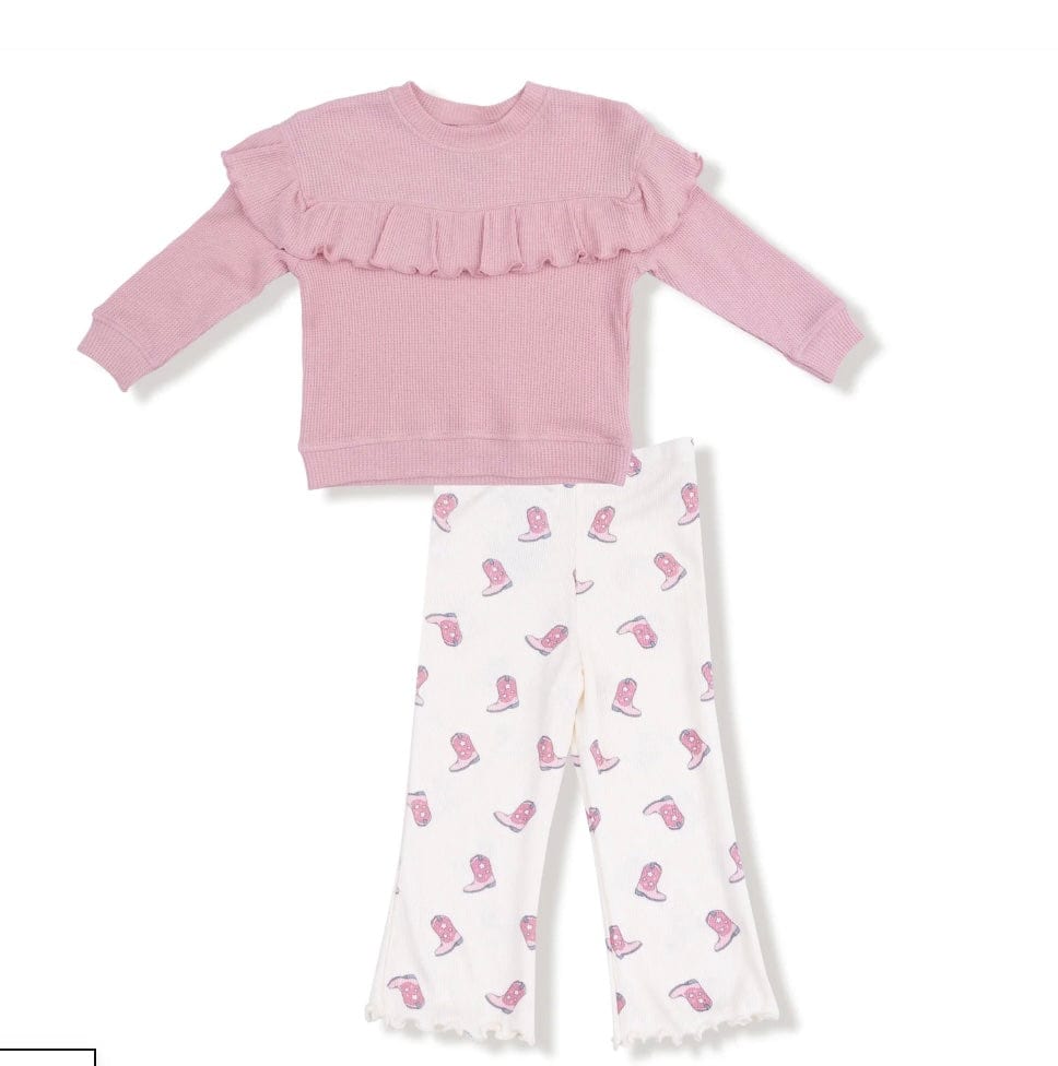 Angel Dear Petite Cowgirl Boots Ruffle Top and Flare Pant