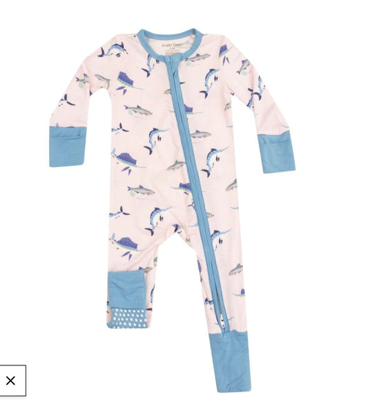 Angel Dear 2 Way Zipper Romper - Deep Sea Fishing Pink
