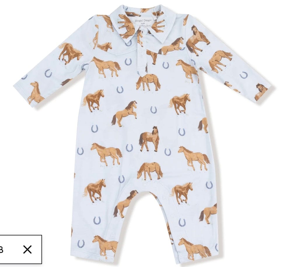 Angel Dear Horses Blue Cowboy Romper