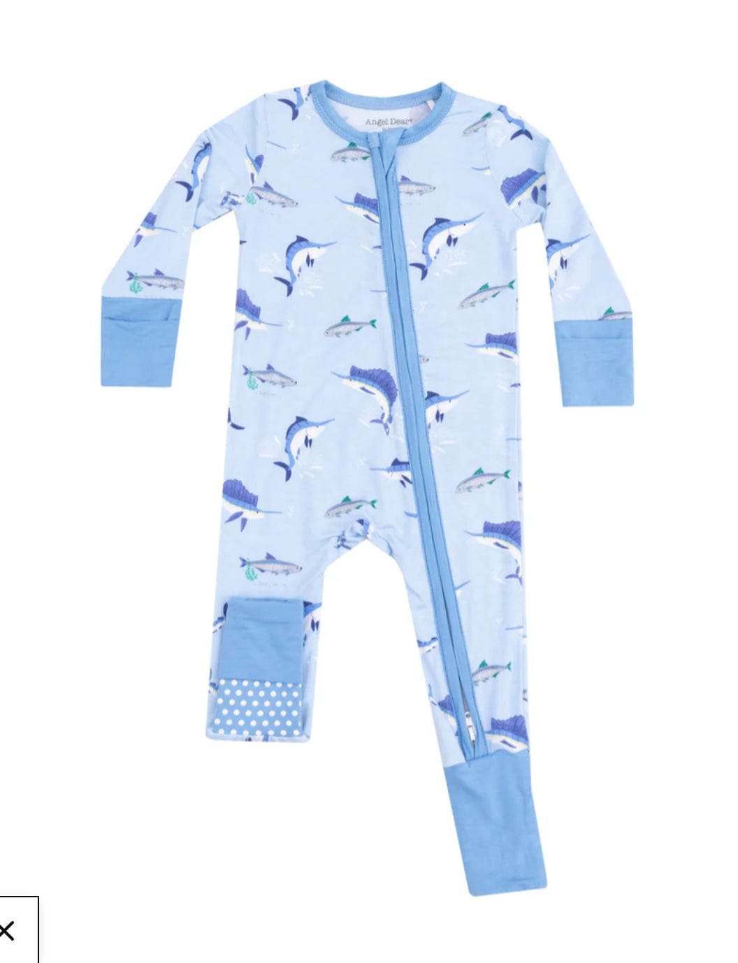 Angel Dear Deep Sea Fishing Blue 2 Way Zipper Romper
