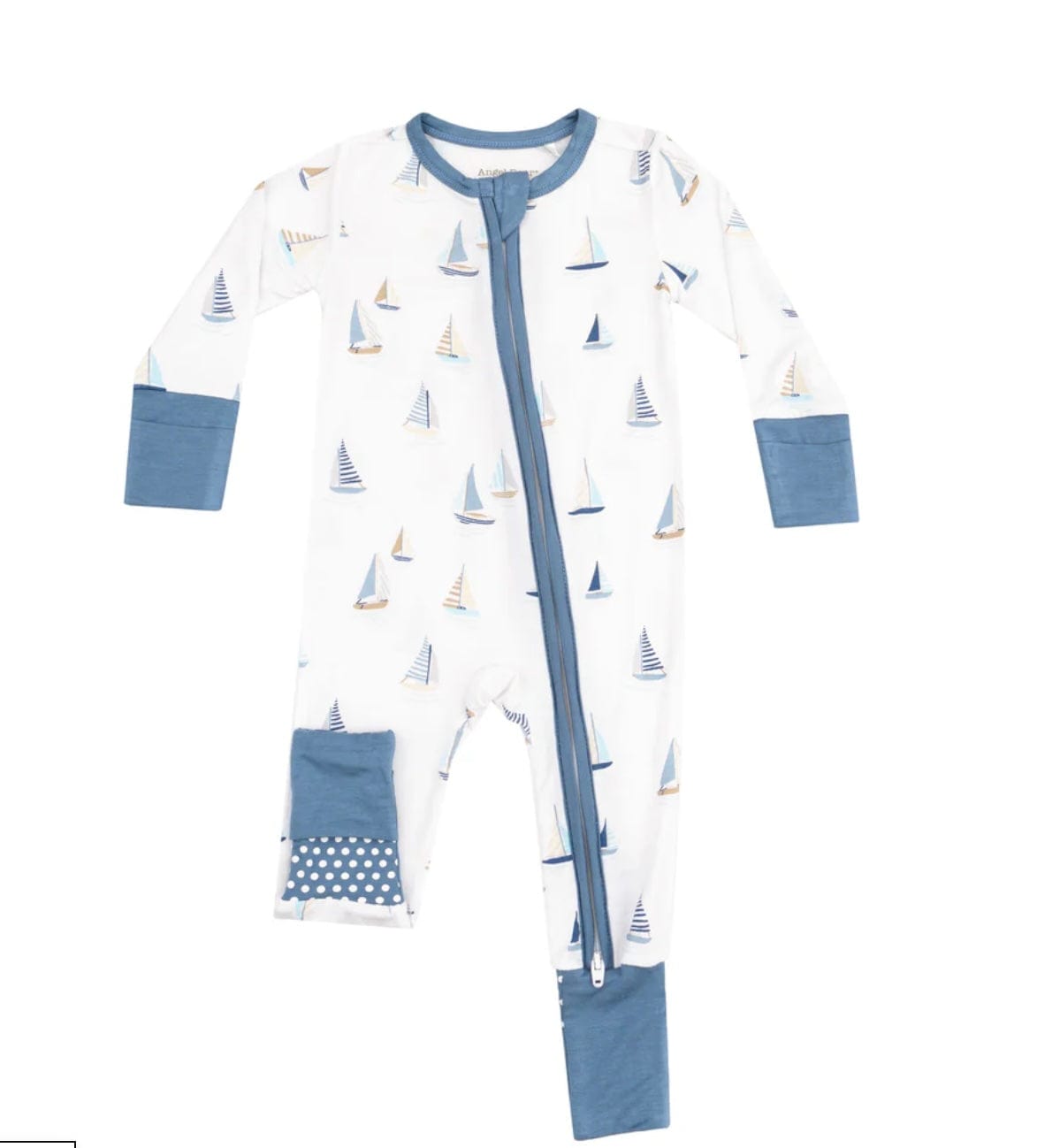 Angel Dear Zipper Romper - Sailboats Blue
