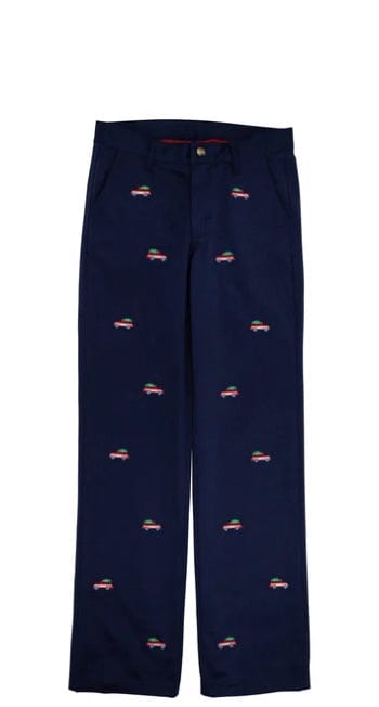 BEAUFORT BONNET Critter Sheffield Pants Nantucket Navy w/ Woody Jeeps Embroidery