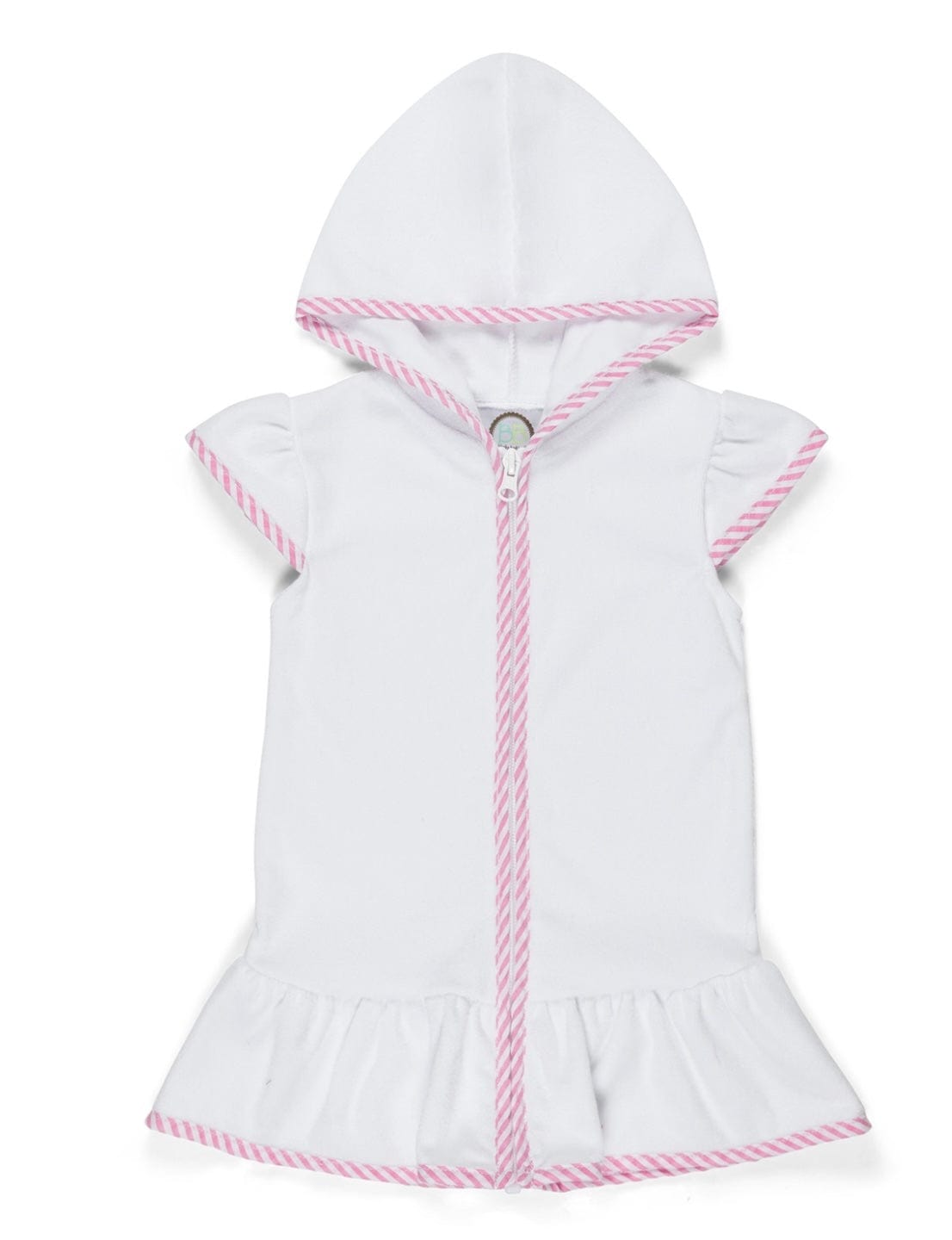 Blanks Boutique White/pink trim / 12M Swim ruffle cover up