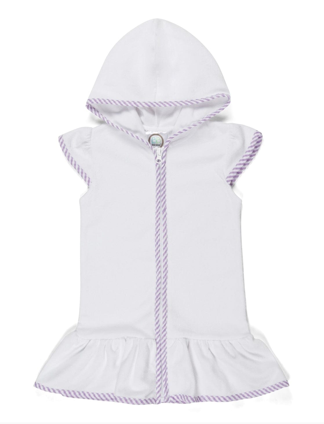 Blanks Boutique White w/Lavender trim / 12M Swim ruffle cover up