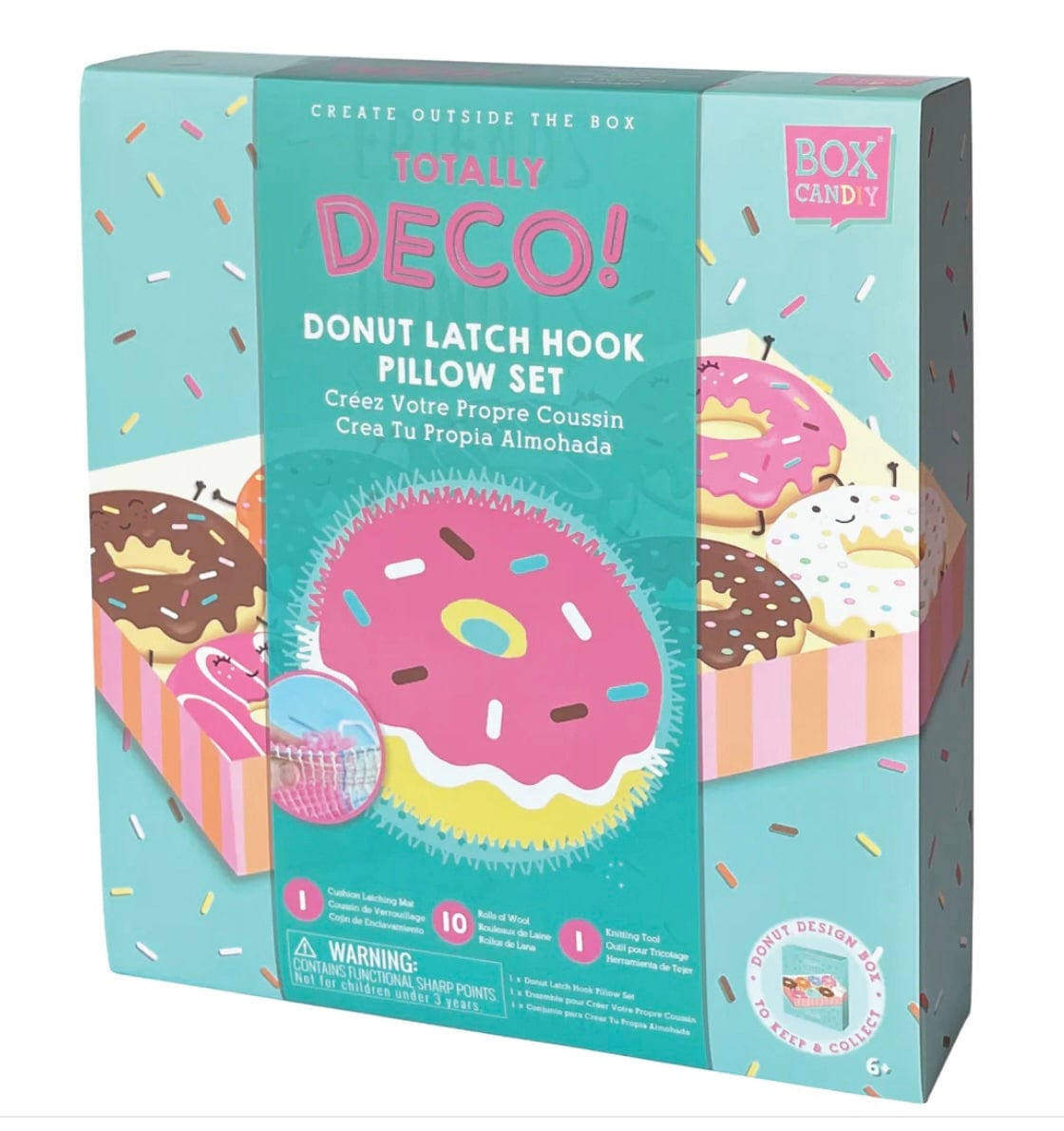 Box Candy Totally DECO! Donut Latch Hook Pillow Set