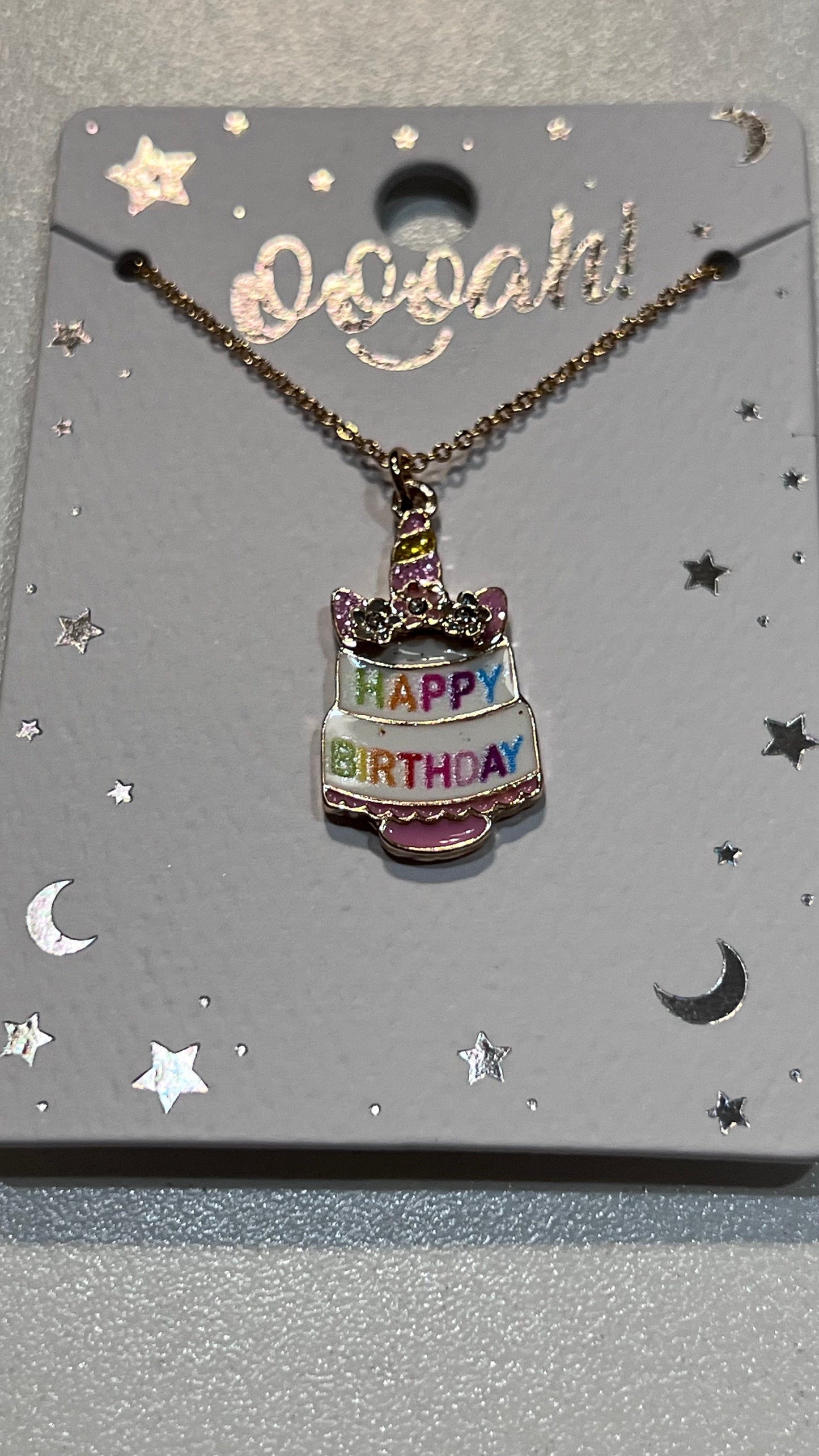 Cash and Carry Happy Birthday Necklace Unicorn