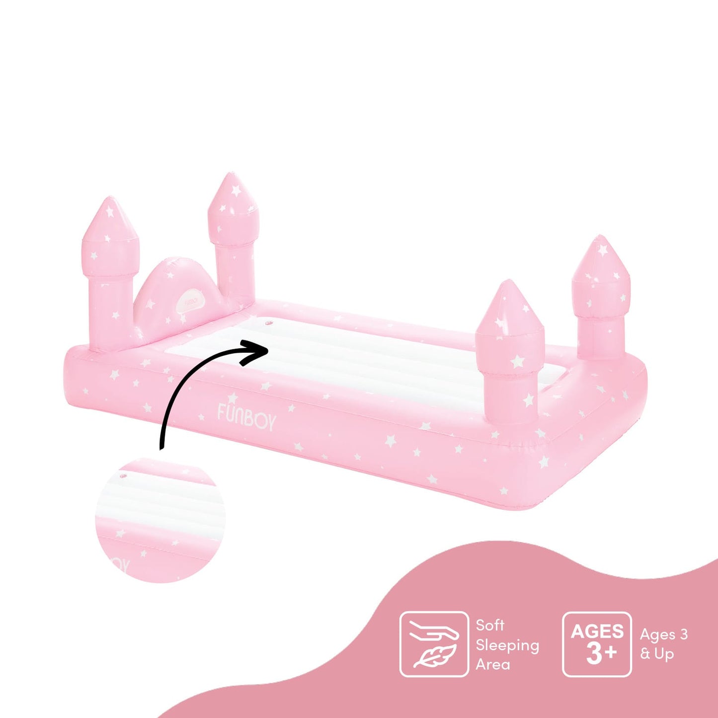 FUNBOY Pink Castle Sleepover Kids Air Mattress BED-CASTLE-P
