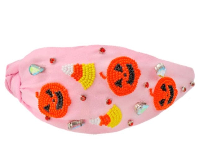 Golden Stella Pink Candy corn/pumppkin Halloween Theme bead headband