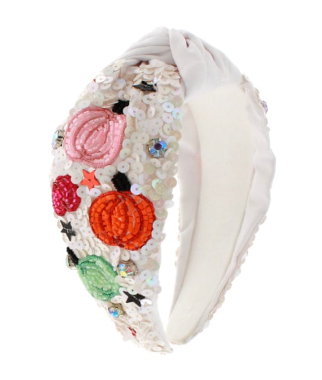Golden Stella Pumkin Sequin Halloween Theme bead headband