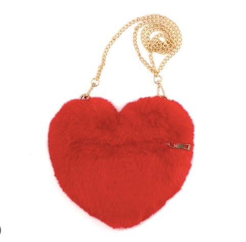 Grace & Rose Red Fur Heart Purse