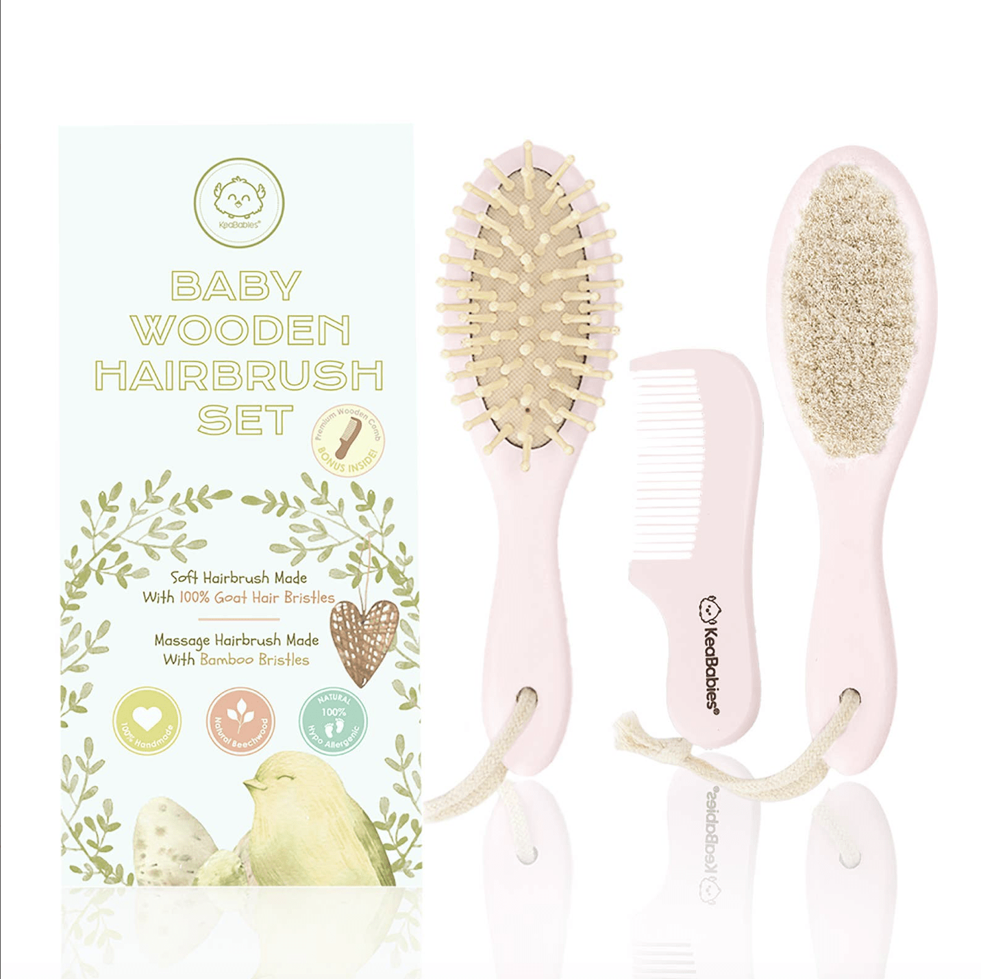Keababies Baby Wooden Hairbrush Set