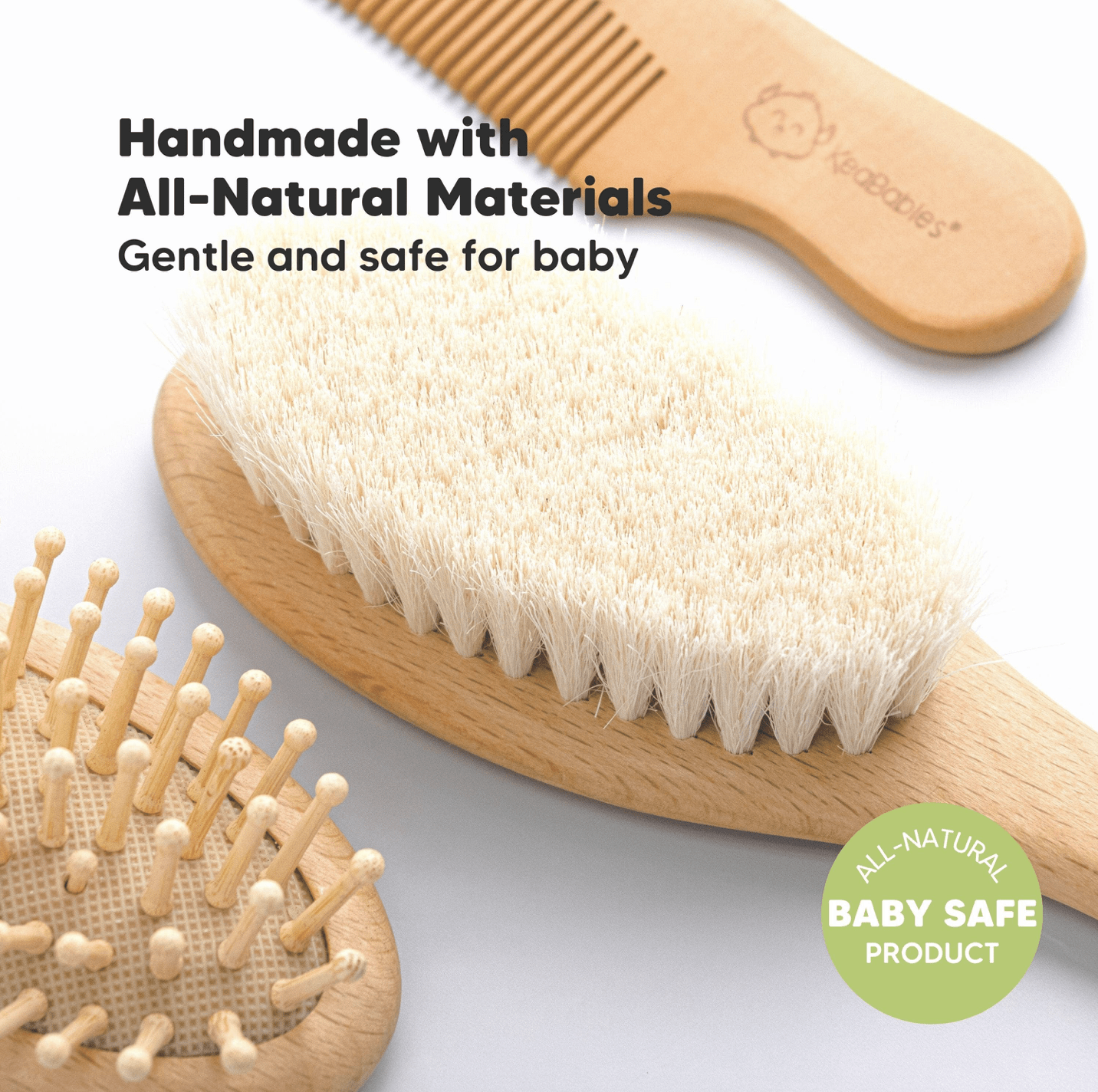 Keababies Baby Wooden Hairbrush Set