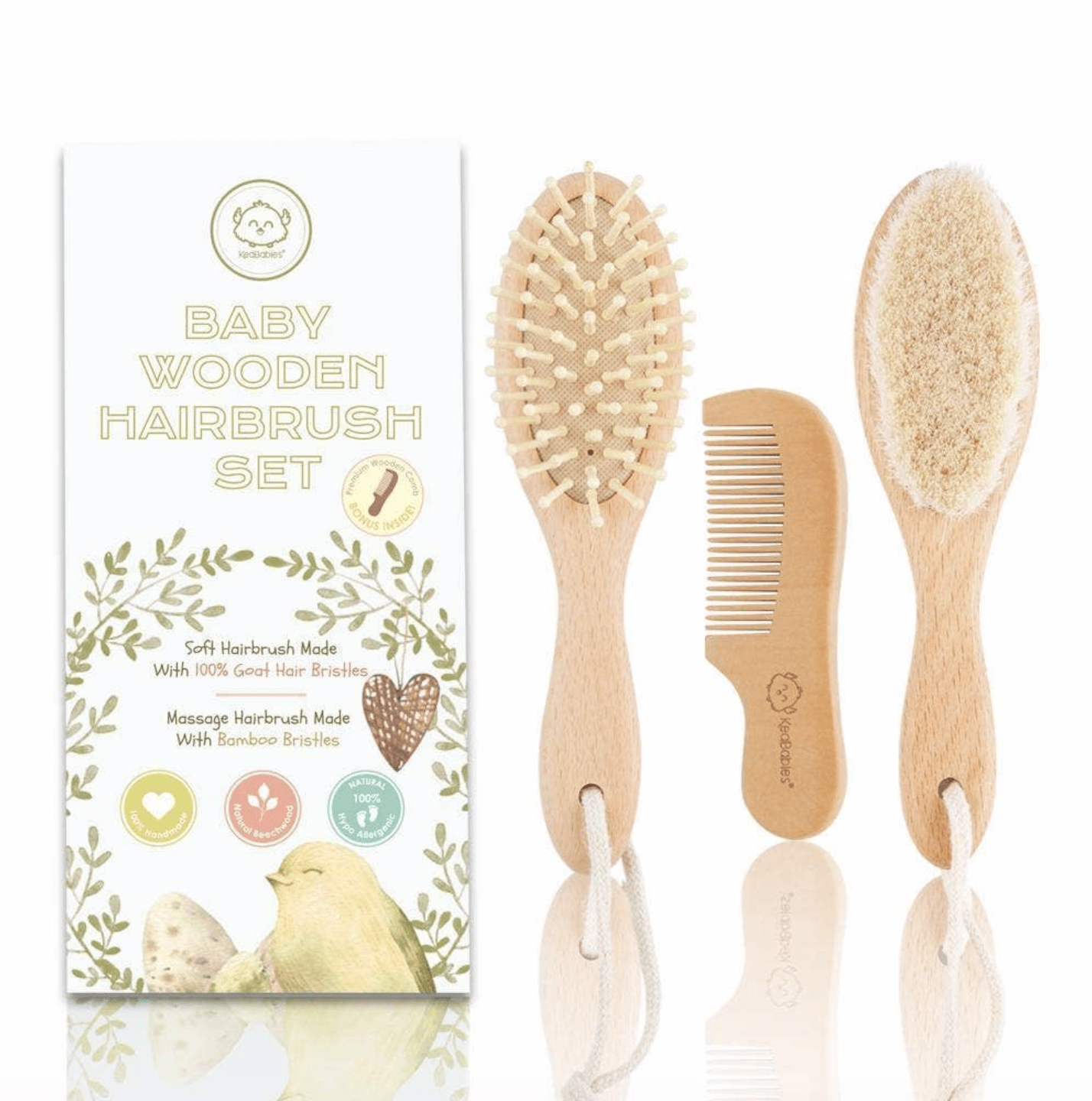 Keababies Baby Wooden Hairbrush Set