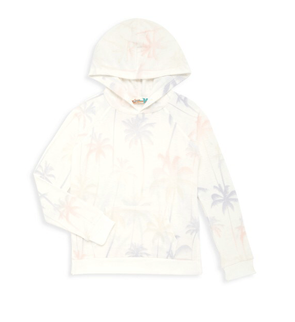 Klien Group Soft white Multi Palm Tree Print Joggers & Hoodie