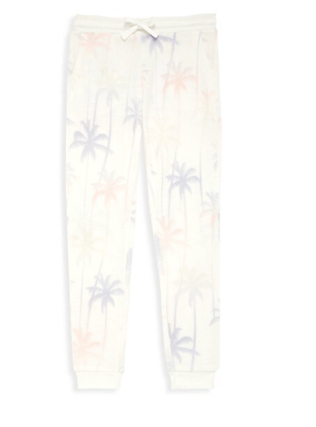 Klien Group Soft white Multi Palm Tree Print Joggers & Hoodie