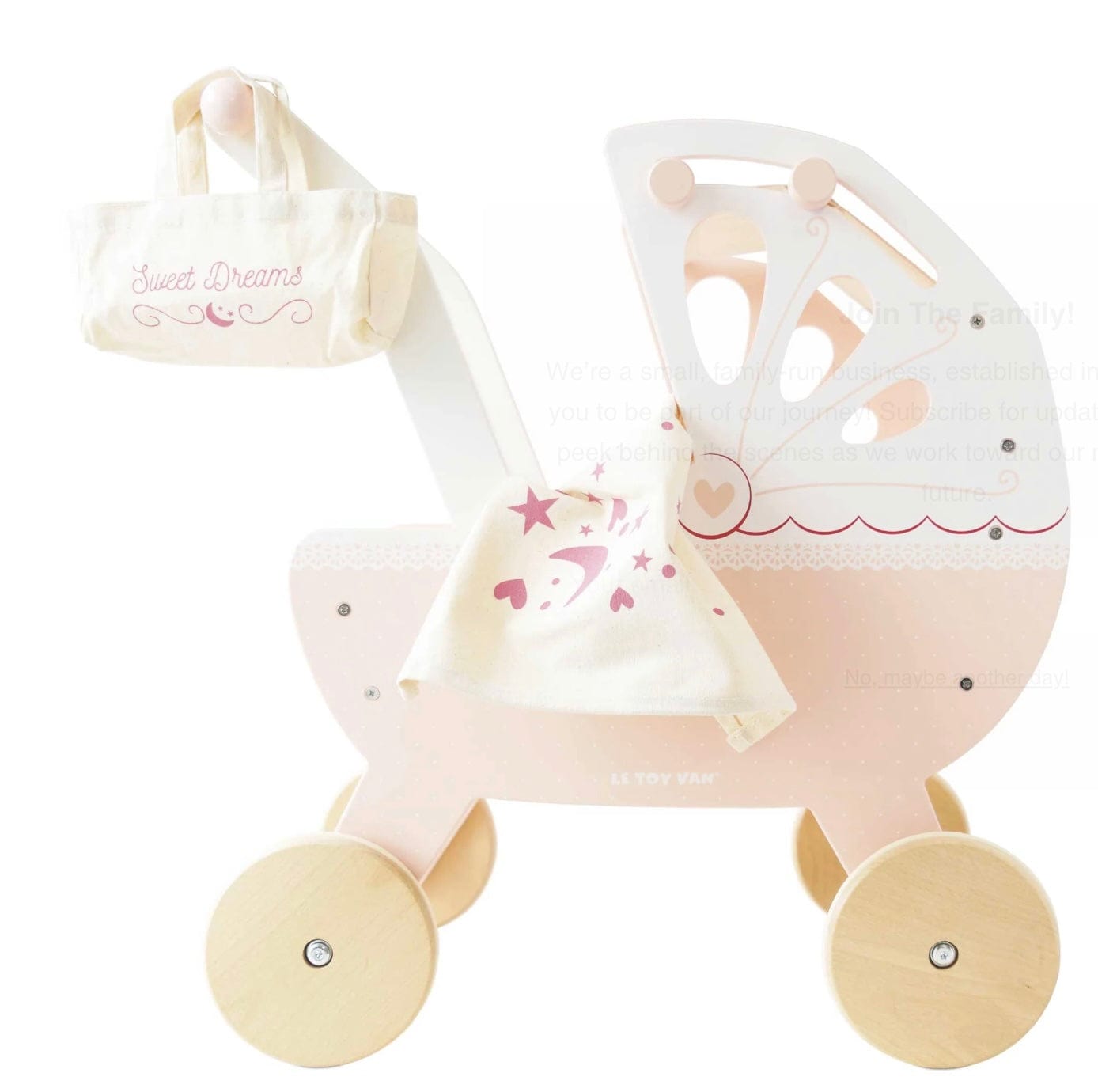Le Van Toys Retro Wooden Doll Pram Stroller