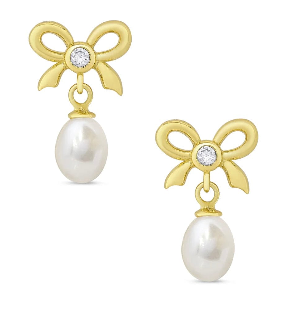 Lily & Nily CZ Bow and Freshwater Pearl Earrings