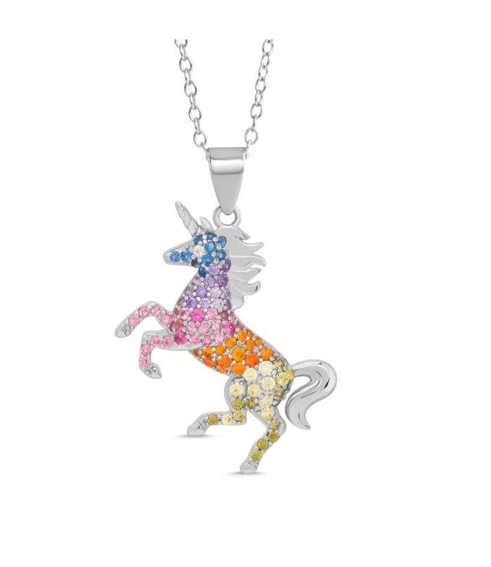 Lily & Nily Rainbow CZ Unicorn Necklace