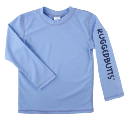 Little Beach Babes Boutique Cornflower Blue / 0-3M Ruffle Butts L/S Rash Guard Shirt