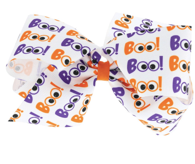 Little Beach Babes Boutique Default Medium Halloween Boo Print Hair Bow