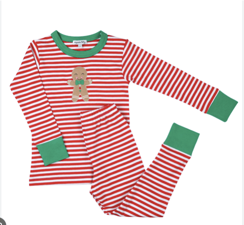 Little Beach Babes Boutique Gingerbread applique 2 piece PJ's