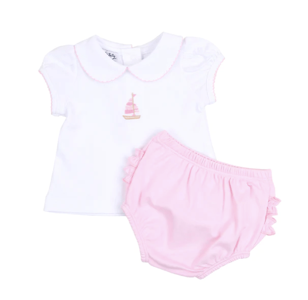 Little Beach Babes Boutique Magnolia Baby SS23 Sailboat Emb Diaper Cover