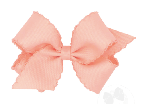 Little Beach Babes Boutique Medium Monotone Moonstitch Grosgrain Girls Hair Bow