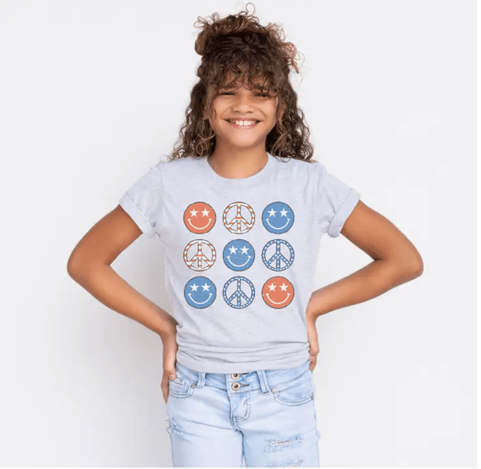 Little Beach Babes Boutique Peace Smiley Faces Patriotic Retro