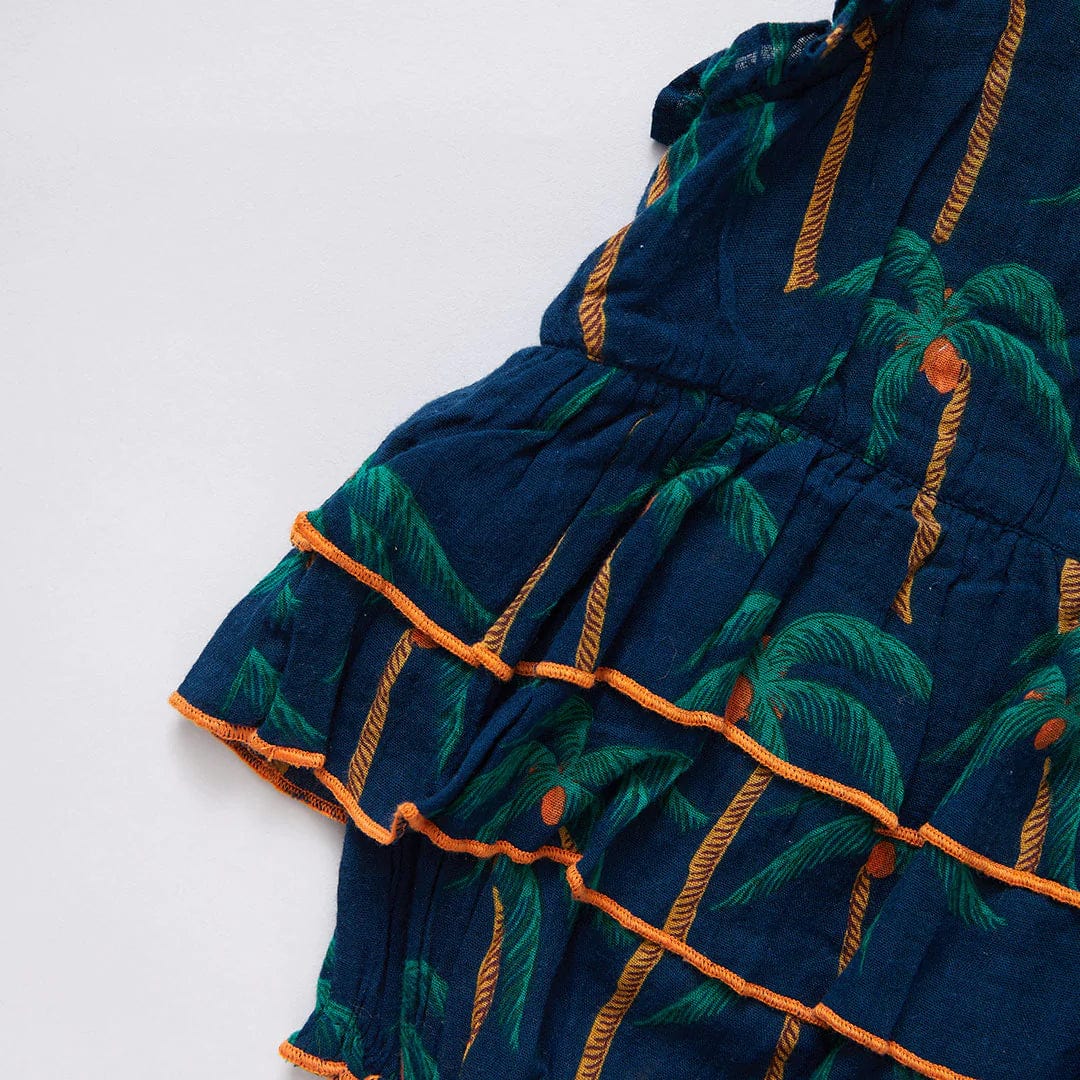 Little Beach Babes Boutique Pink Chicken-Baby Girls Heidi Bubble - Navy Palm Trees