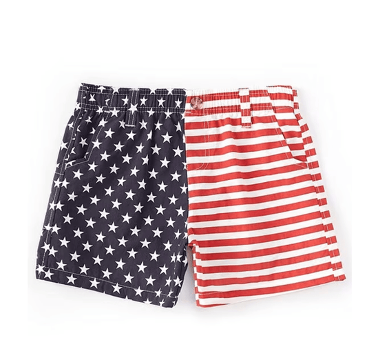Little Beach Babes Boutique  Properly Tied Freedom Flag Mallard Pull-On Shorts