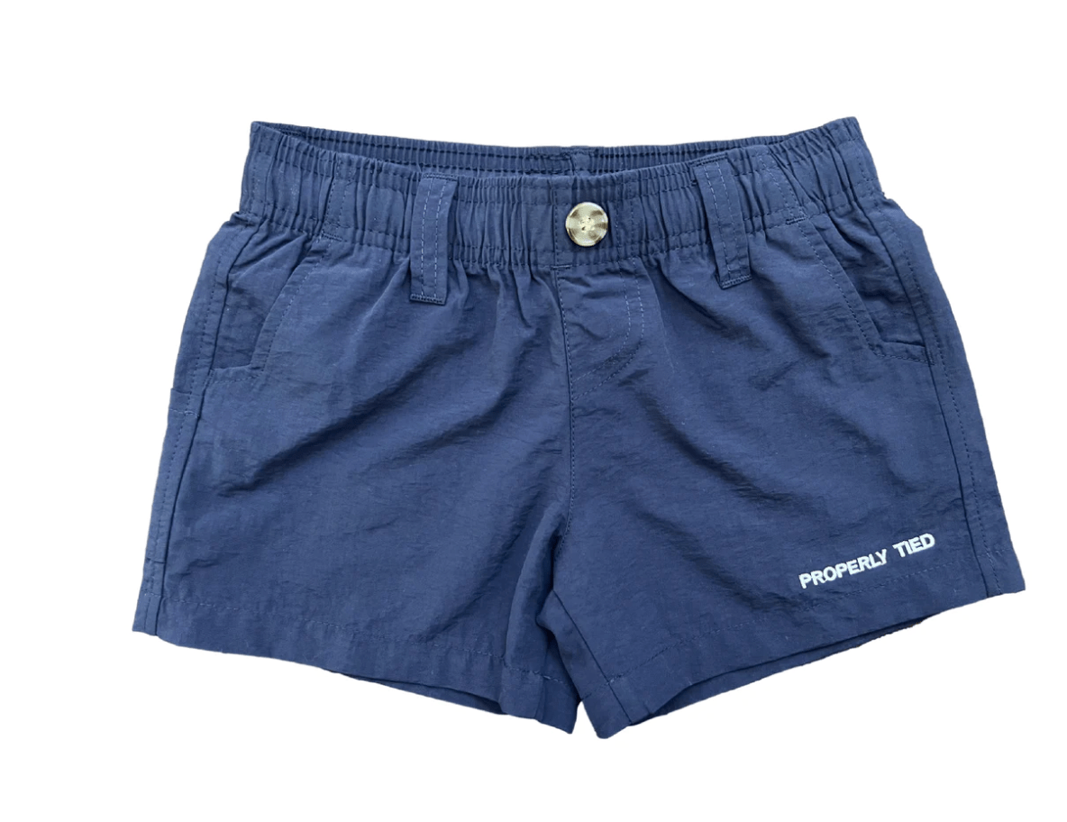Little Beach Babes Boutique Properly Tied Mallard Shorts-Navy