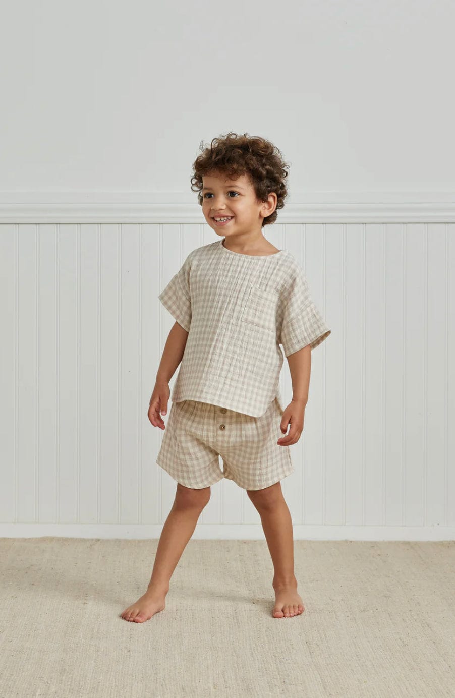 Little Beach Babes Boutique Quincy Mae-SS23-woven short | silver gingham