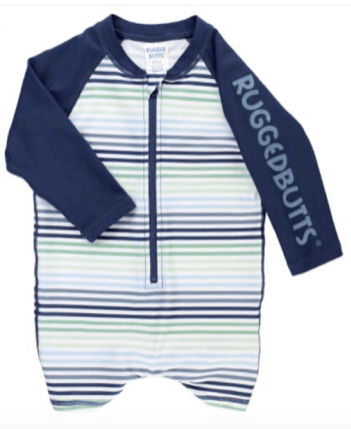 Little Beach Babes Boutique Ruffle Butts Coastal Stripes L/S Rash Guard